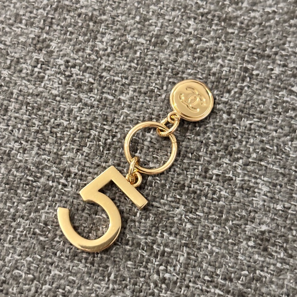 CHANEL Gold Number 5 Charm Keychain